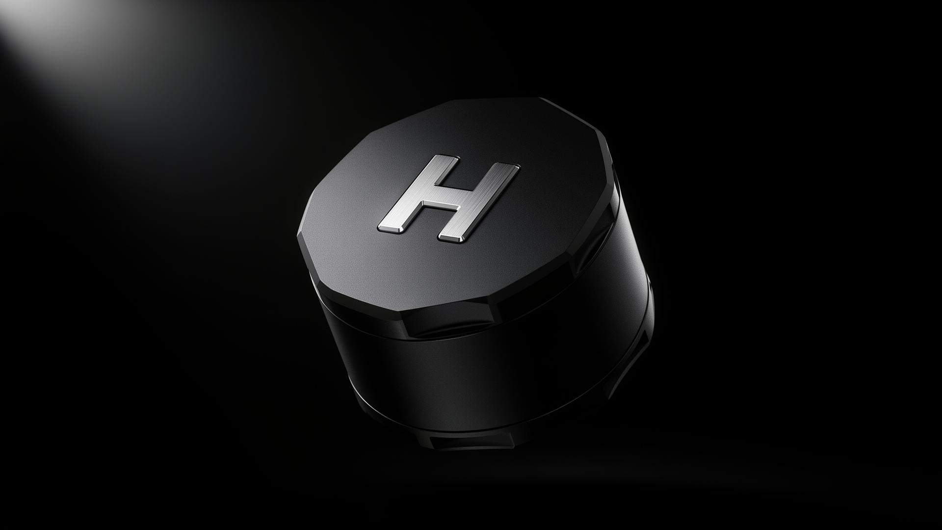 H-Masters precision hash grinder, matte black with brushed silver H logo